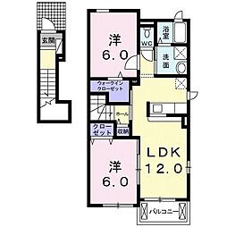 ソーレ・ティーA 2LDKの間取図画像