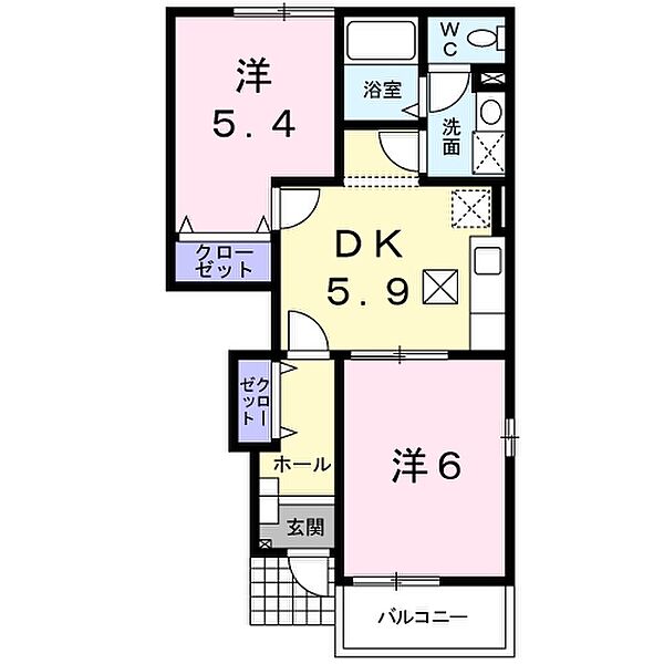 ルトワヴェールB 105｜愛媛県松山市久米窪田町(賃貸アパート2DK・1階・42.77㎡)の写真 その3