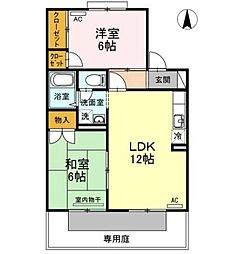 エスポワール34D 2LDKの間取図画像