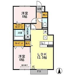 エイトサザンコートB 2LDKの間取図画像