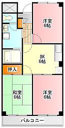 多摩都市モノレール 甲州街道駅 徒歩10分の賃貸マンション 1階3DKの間取り