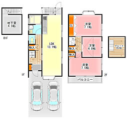 南平2丁目貸家 地下1階3SLDKの間取り