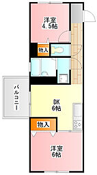 豊田第3コーポラス 2DKの間取図画像