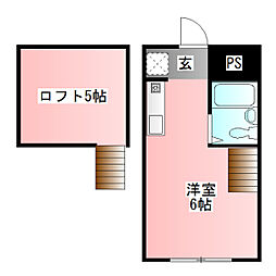 ハイム旭ケ丘 1Kの間取図画像