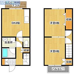 ラフィーネ吉川1 2DKの間取図画像