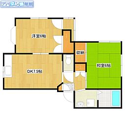 佐川アパート 2DKの間取図画像