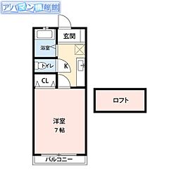 プラザドゥロゴス 1Kの間取図画像