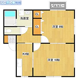 アンジュ 2Kの間取図画像
