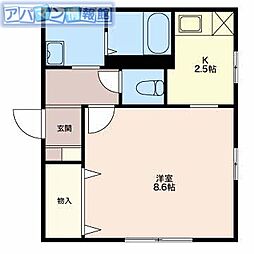 バレンチノ・パレス 1Kの間取図画像