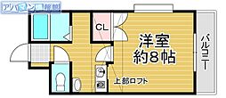 ロイヤル・ステーション・ビレッジA棟 1Kの間取図画像