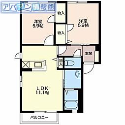 エトピリカC 2LDKの間取図画像