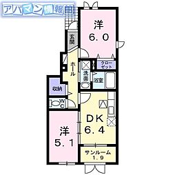 メゾン・ド・グラース 2DKの間取図画像