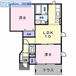 エクセルコーポなるみ 2LDKの間取図画像