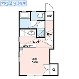 クレセントラネージュ ワンルームの間取図画像