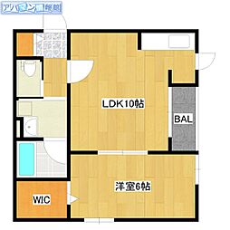 アジュール 1LDKの間取図画像