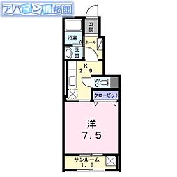 Haiコーポ英 1Kの間取図画像