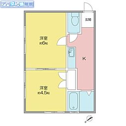 ワインシェル寺尾 2Kの間取図画像
