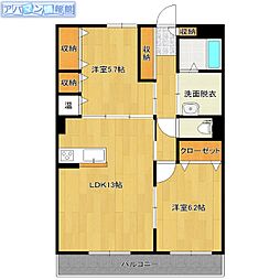 マンションラ・トゥール 2LDKの間取図画像