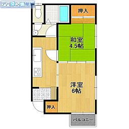 グリンヒル小針 2Kの間取図画像