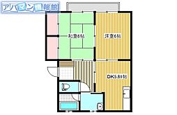 第2平和荘B 2DKの間取図画像