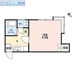 ハウスブルンネン 1Kの間取図画像