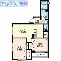 シャーメゾン小針 2LDKの間取図画像