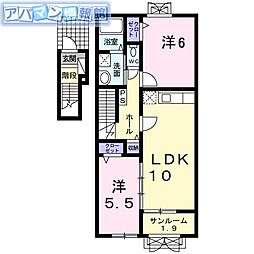 ソレイユベル 2LDKの間取図画像