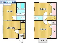 ハイエストヒル寺尾 3DKの間取図画像
