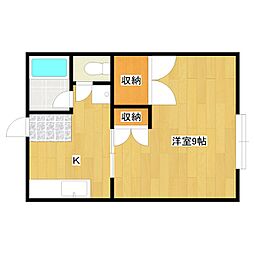 コーポ潮 1Kの間取図画像