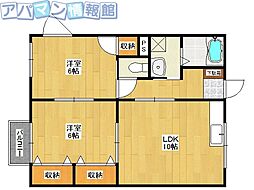 コーポ池田C棟 2LDKの間取図画像