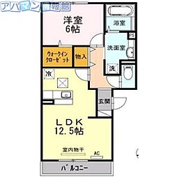 Prince向陽 1LDKの間取図画像