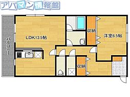 フォルトゥーナ桜 1LDKの間取図画像