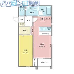 LUNAレジデンス亀田駅前 1LDKの間取図画像