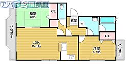 レイクロード北日本 2LDKの間取図画像