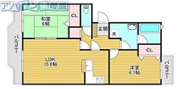 レイクロード北日本 2LDKの間取図画像