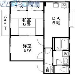 グリーンベールKAMEDAA 2DKの間取図画像