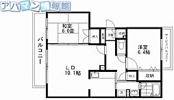 ソレアード 2LDKの間取図画像