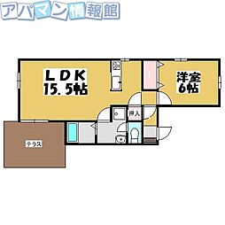 トーワ南長潟 1LDKの間取図画像