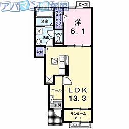 メゾンドポワールA 1LDKの間取図画像