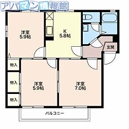 ハイツやま清 3DKの間取図画像