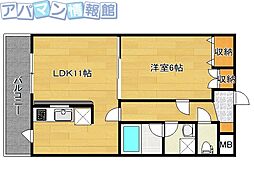 フォルトゥーナ桜 1LDKの間取図画像