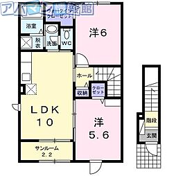 サンリットガーデン1 2LDKの間取図画像