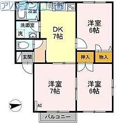 パティオス2A 3DKの間取図画像