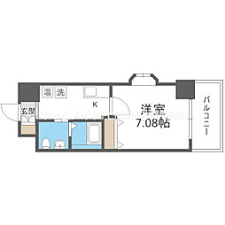 CASSIA豊中三国 1Kの間取図画像