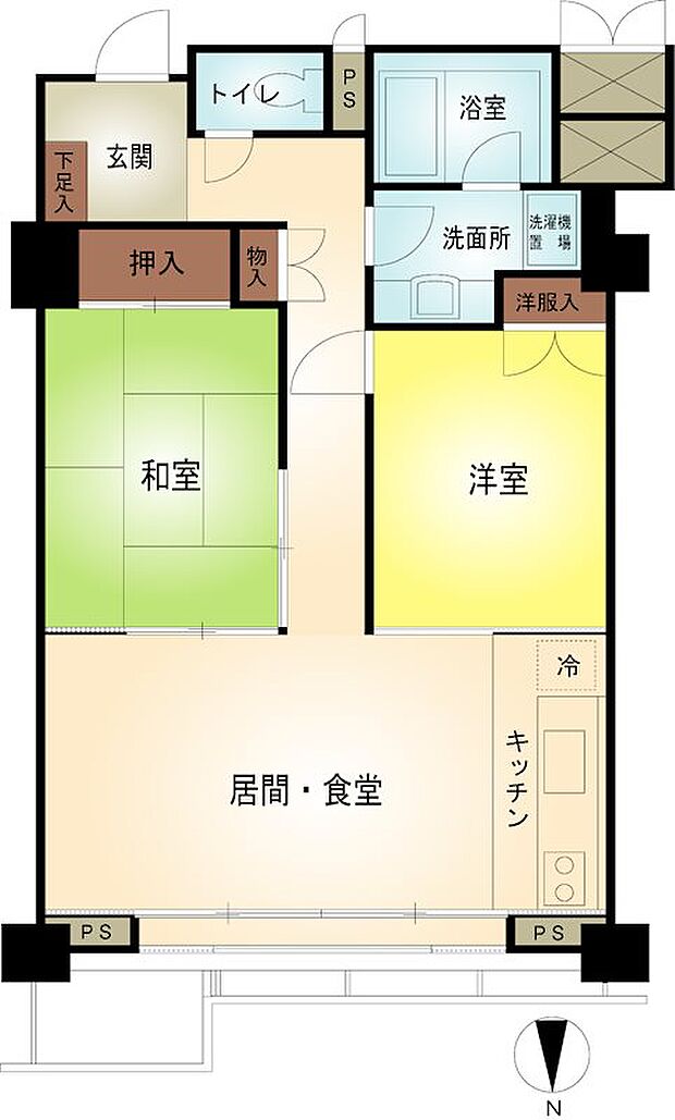 フジタ箱根第7マンション(2LDK) 8階の間取り
