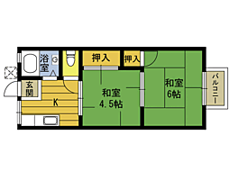 小倉ハイツ 2Kの間取図画像