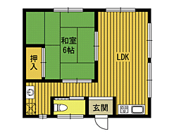 喜堂アパート1 2Kの間取図画像
