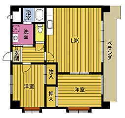 プランドール千疋前 2LDKの間取図画像
