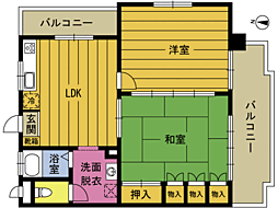 プリンスマンション 2LDKの間取図画像