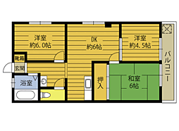 若草コーポ 3階3DKの間取り